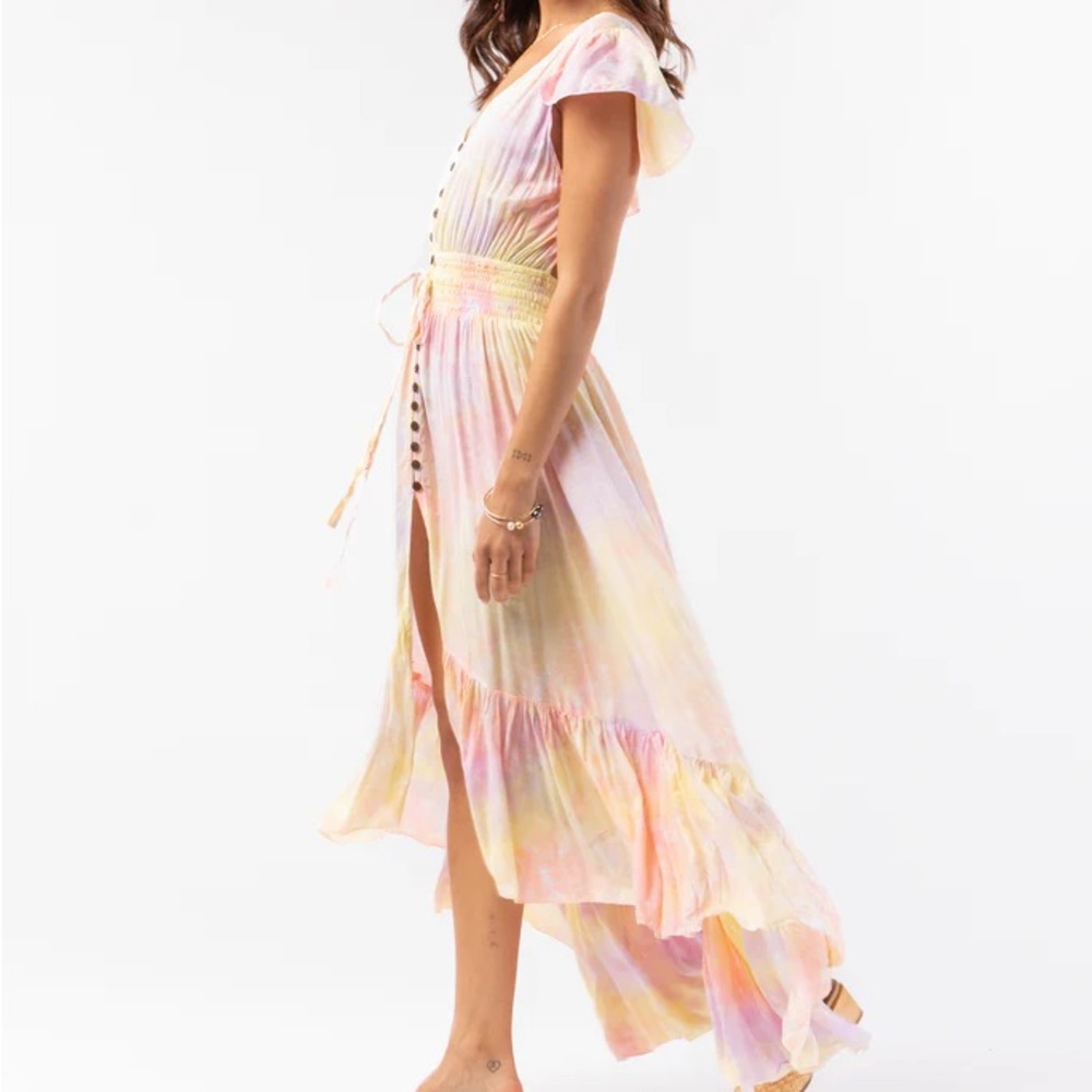 Tiare Hawaii - New Moon Maxi Dress - Salmon Yellow Violet Smoke